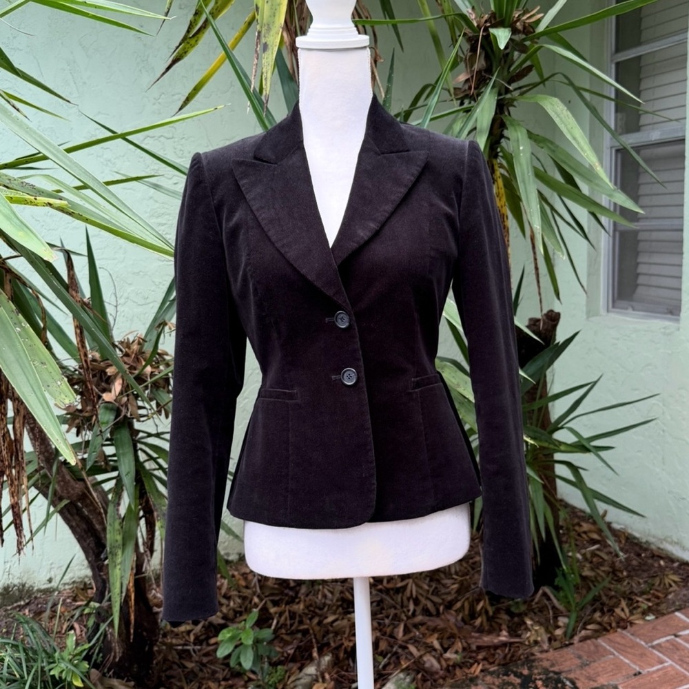 Black Velvet Peplum Blazer With Back Bow